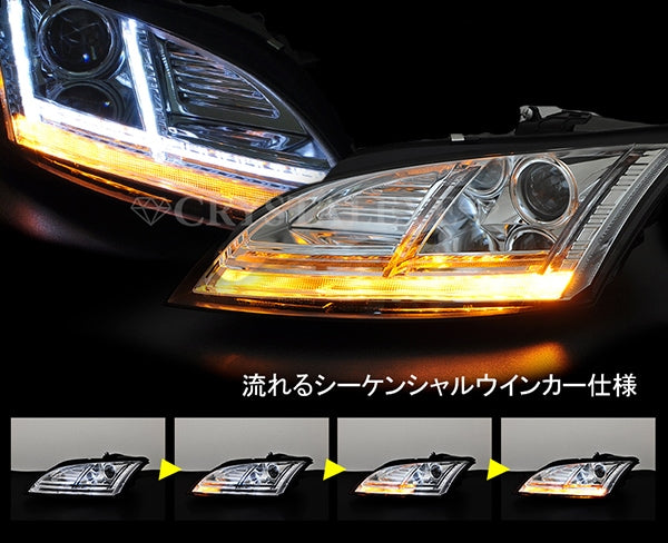CRYSTAL EYE 8S LOOK HEADLIGHT SEQUENTIAL TURN SIGNAL BLACK FOR AUDI AUDI TT 8J KOUKI S297-BK
