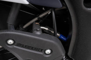 PLOT SWAGE-LINE PRO REAR BRAKE HOSE KIT RED AND BLUE ALUMINUM FITTINGS CLEAR HOSE FOR SUZUKI HAYABUSA SAP554R
