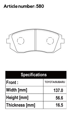 ACRE REAL RACING BRAKE PAD FRONT FOR TOYOTA 86 ZN6 GT GT-LIMITED 580-REAL-RACING