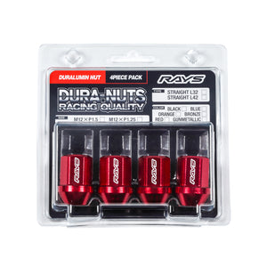 RAYS DURA-NUT 4PC L32 STRAIGHT M12X1.25 BL BLUE 74020001132BL