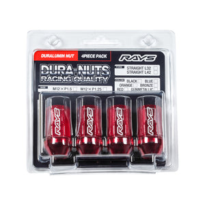 RAYS DURA-NUT 4PC L42 STRAIGHT M12X1.25 GM GUNMETALLIC 74020001034GM