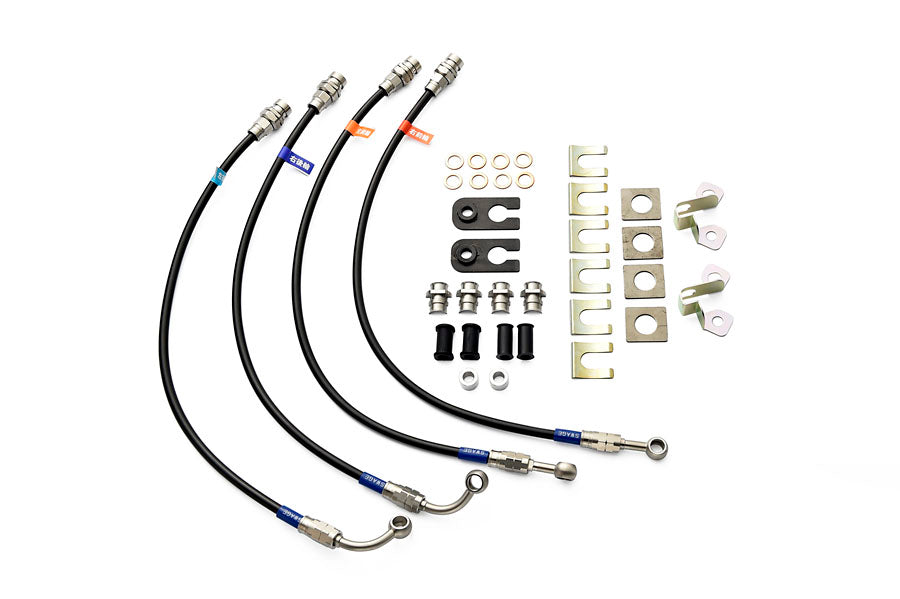 PLOT SWAGE-LINE BRAKE HOSE KIT STAINLESS STEEL FITTINGS BLACK SMOKE COAT FOR TOYOTA RAV4 ACA20 ACA21 ZCA25 ZCA26 REAR DRUM SW4026B