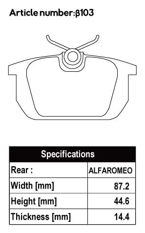 ACRE DUSTLESS REAL BRAKE PAD REAR FOR ALPHA ROMEO GTV 2.0 V6 TURBO 916C2A β103-DUSTLESS-REAL