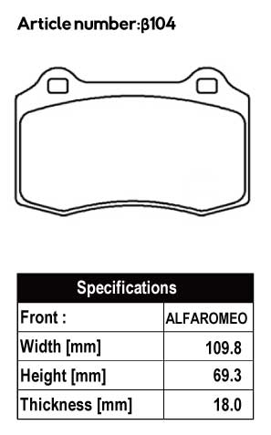 ACRE EUROSTREEET BRAKE PAD FRONT FOR ALPHA ROMEO SPIDER 3.0 V6 24V 3.2 V6 24V 916S1B 916SXB β104-EUROSTREET