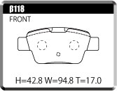 ACRE EUROSTREEET BRAKE PAD REAR FOR ALPHA ROMEO MITO 1.4 TURBO 6MT 955141 955143 β118-EUROSTREEET