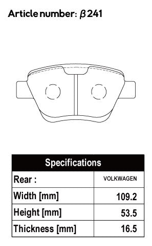 ACRE ZZC BRAKE PAD REAR FOR VOLKS WAGEN JETTA JETTA 2.0 T TSI 1KBLX 1KAXX β241-ZZC