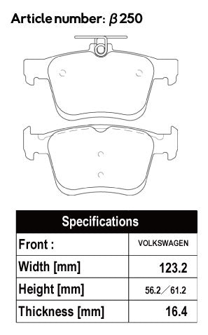 ACRE FORMULA800C BRAKE PAD REAR FOR VOLKS WAGEN GOLF TOULAN 2.0 TDI 1TDFG β250-FORMULA800C