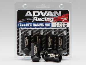 YOKOHAMA ADVAN RACING WHEEL NUT M12X1.25P H17 BL BLACK 4PCS FOR  V0263 - Black Hawk Japan