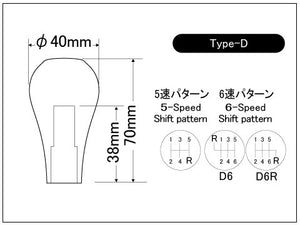 LAILE BEATRUSH JURACONR GEAR KNOB TYPE D M12x1 25P 5S BLACK A91212B-D5